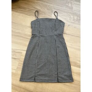Altar'd State Dress Women's Large Black White Check Sleeveless Spaghetti Strap